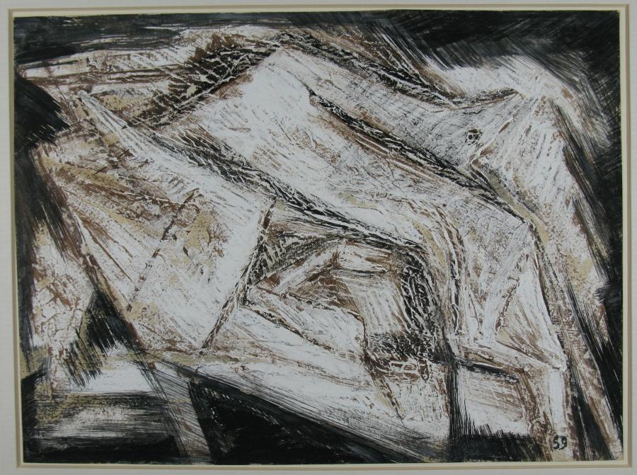 White-Black Gouaches. Composition with deer