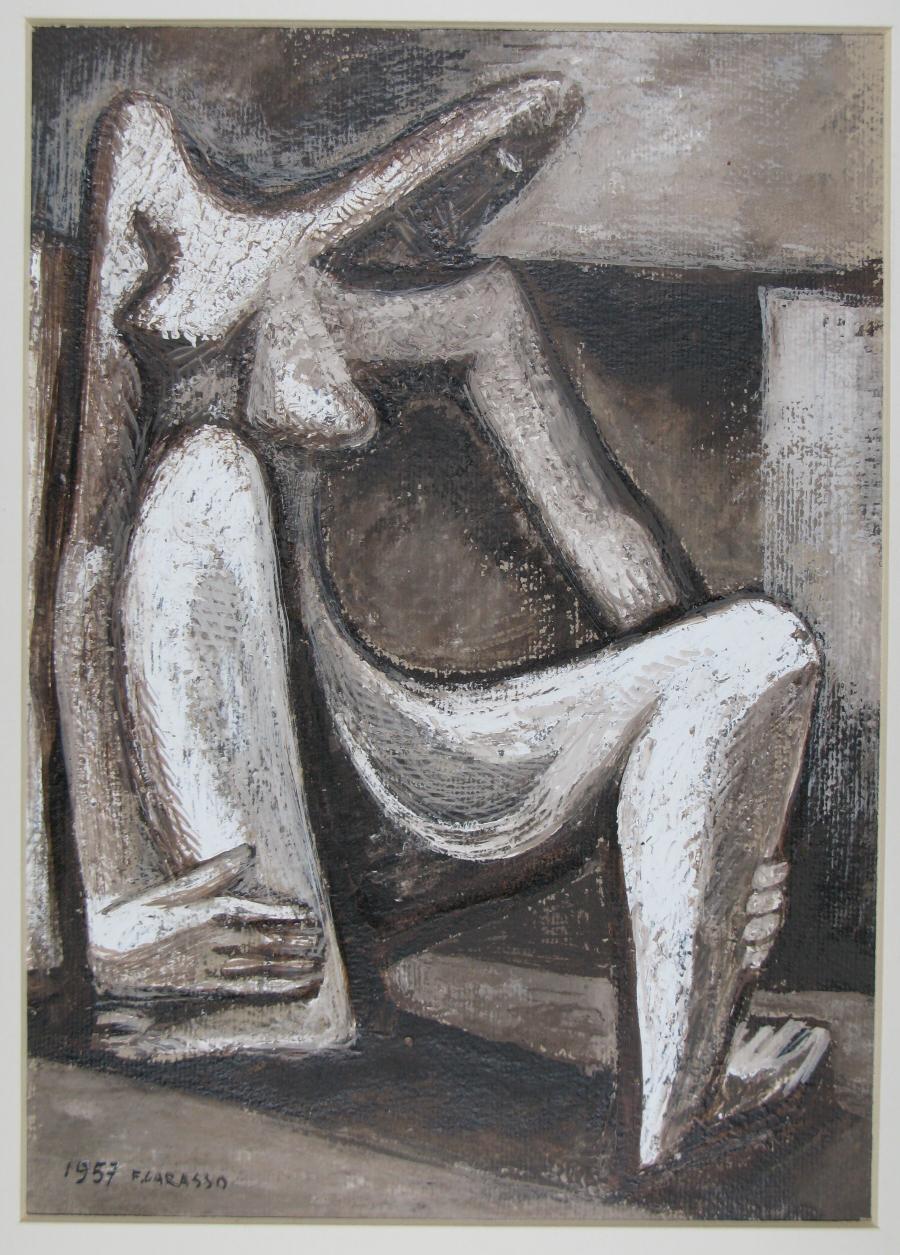 White-Black Gouaches. Seated Woman