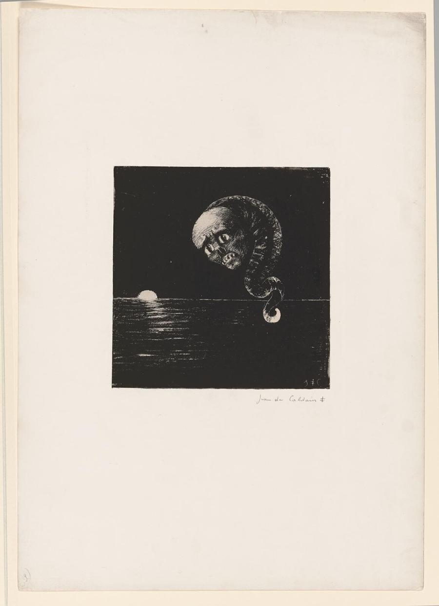 Vision of a monstrosity floating above water