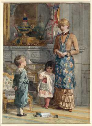 interior-with-a-woman-and-two-children