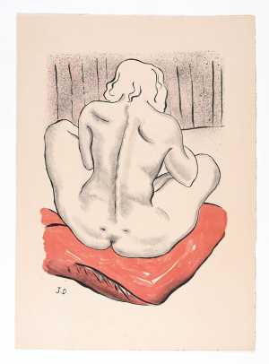 naakte-vrouw-zittend-op-een-kussen-op-de-rug-gezien