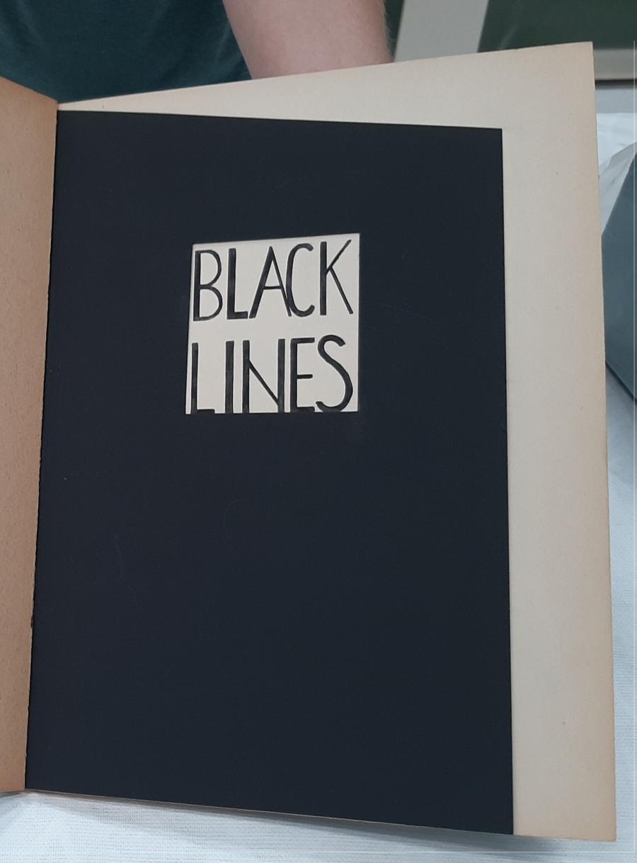 First fly-leaf of drawingbook: Black Lines (Voorblad van tekeningenboek: Zwarte lijnen)