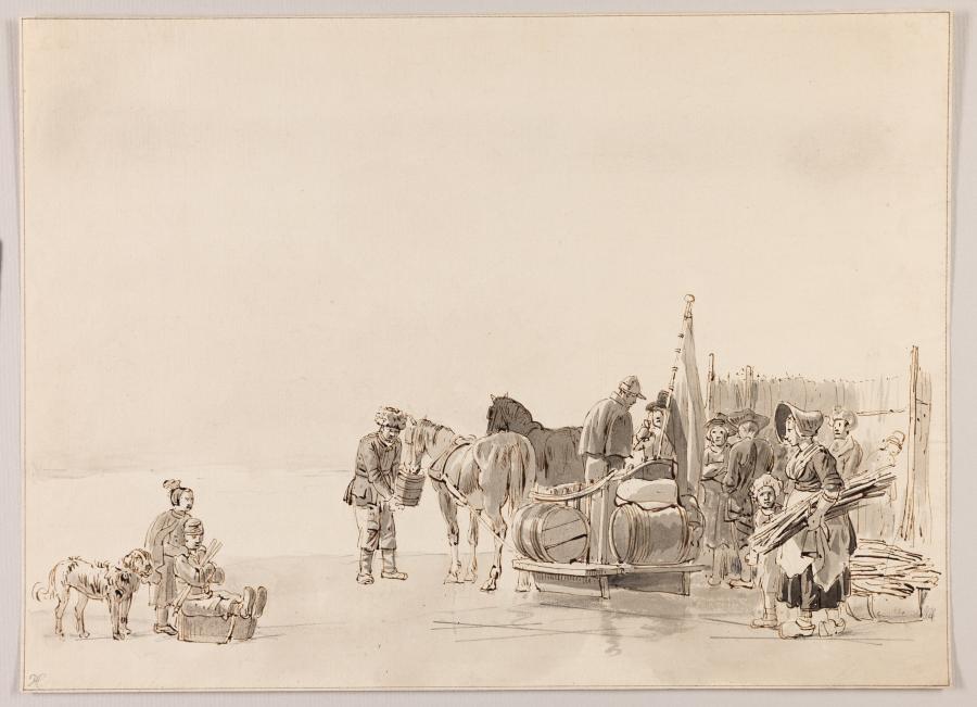 Figures and Horses with Sleighs on the Ice