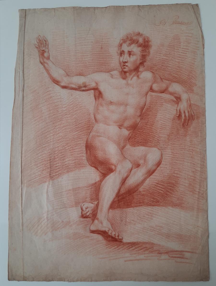 Academic Model Study of a Seated Male Nude