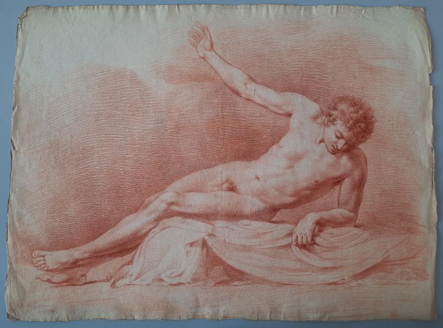 Academic Model Study of a reclining Male Nude, Narcissus