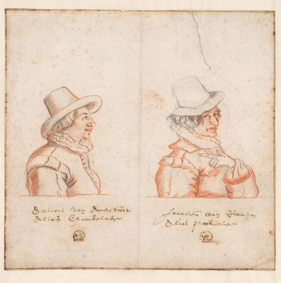 Portraits of Two Bentvueghels: Antooni van Amersfoort alias Chambelaer and Francisco van Rotterdam alias Prookureur (Franciscus Veroli or Viroly)
