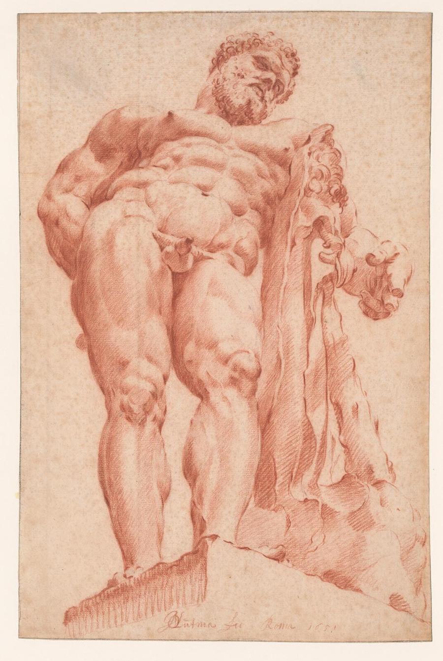 De Hercules Farnese in onderaanzicht