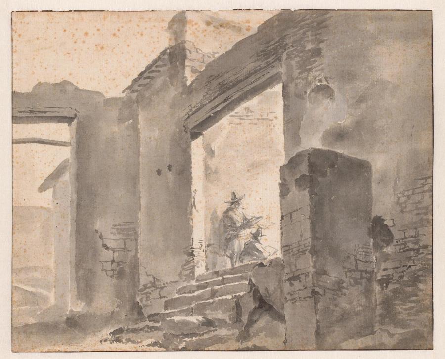 Two artists in a ruin