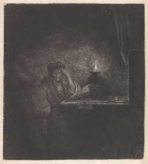 student-aan-tafel-bij-kaarslicht