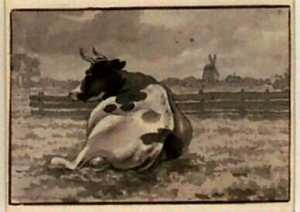 liggende-koe-in-een-weiland-met-een-molen-in-het-verschiet-uit-een-serie-van-twaalf-studiebladen