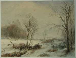 winterlandschap-met-houtsprokkelaars