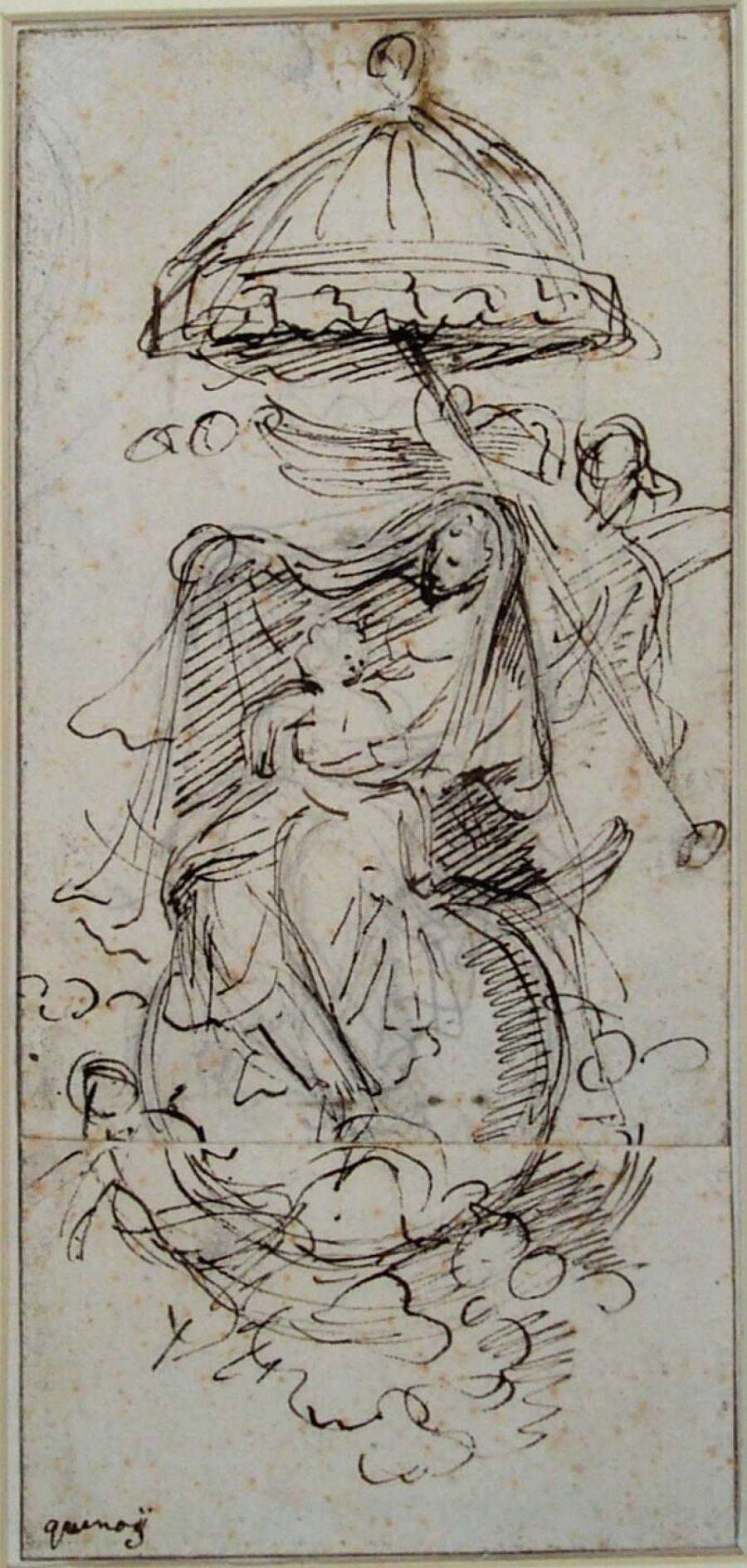 Maria met Christuskind onder een baldakijn