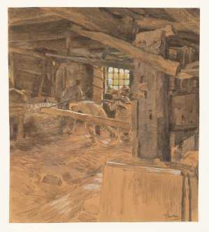papermaking-by-hand-in-the-paper-mills-of-apeldoorn-pressing-a-stack-of-felts