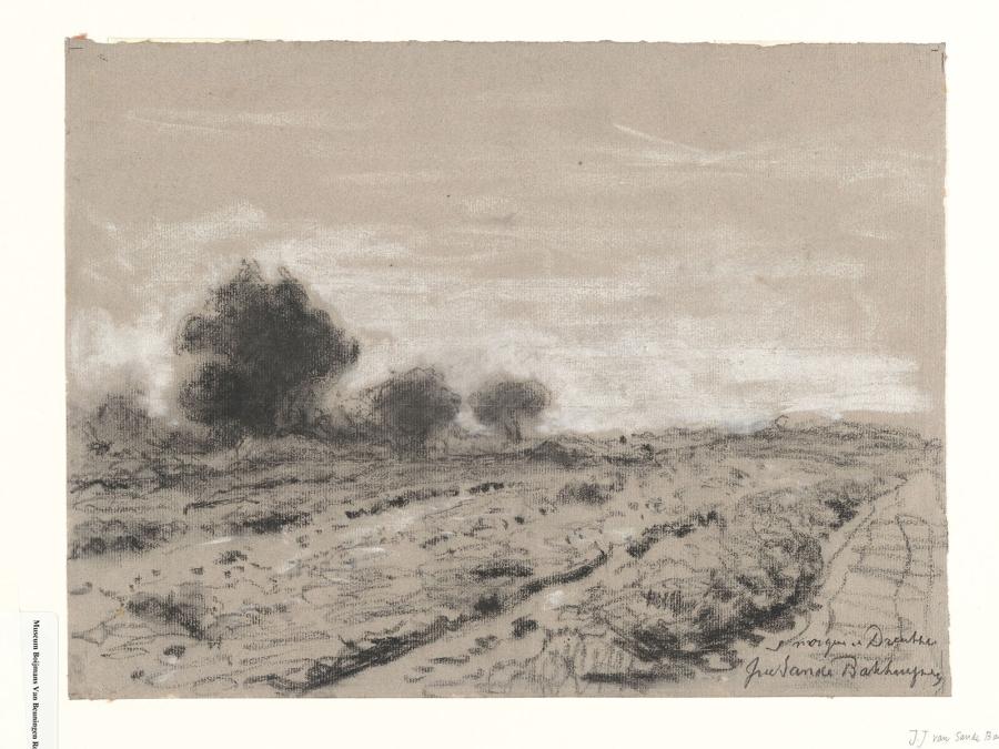 Landschap bij ochtendgloren (provincie Drenthe)