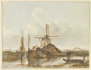 water-landscape-with-windmill