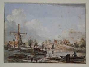 windmill-and-a-stone-bridge-on-a-canal-near-amsterdam