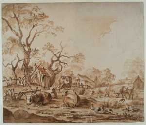 dutch-landscape-with-cows-and-ducks-and-farms-in-the-background