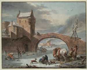 winter-scene-with-skaters-near-a-city-gate-and-bridge
