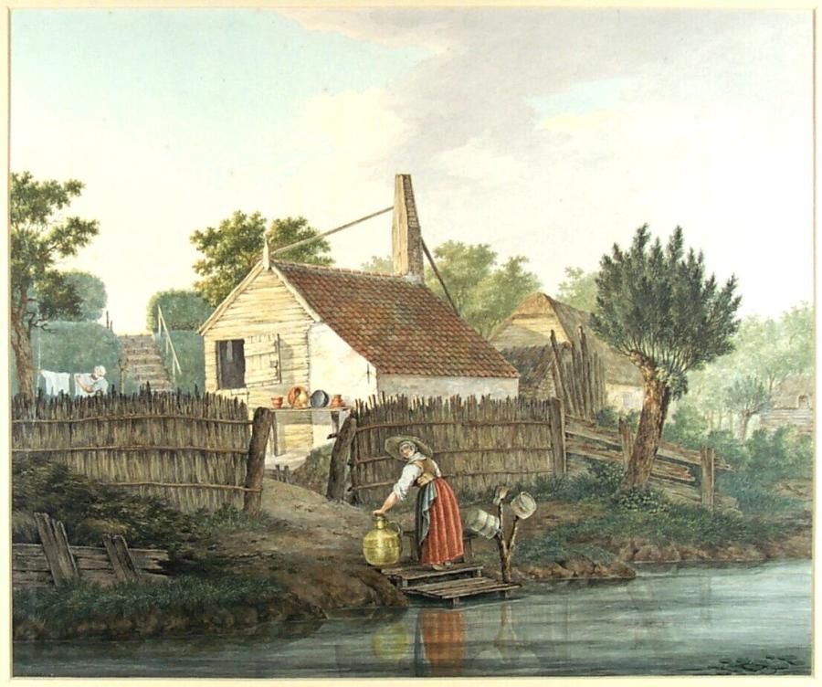 Woning met boerenvrouw aan de slootkant
