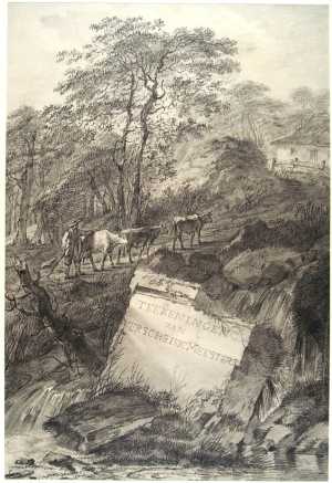 shepherd-with-flock-on-a-forest-path-title-page-for-a-collector-s-album