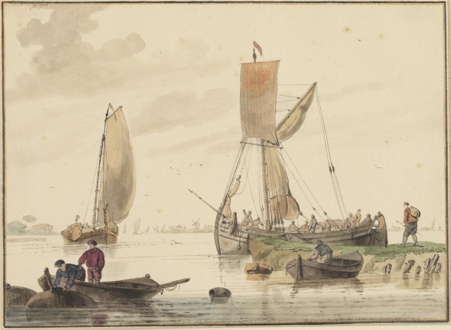 Oever van een rivier met boten