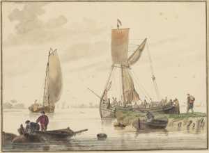 oever-van-een-rivier-met-boten