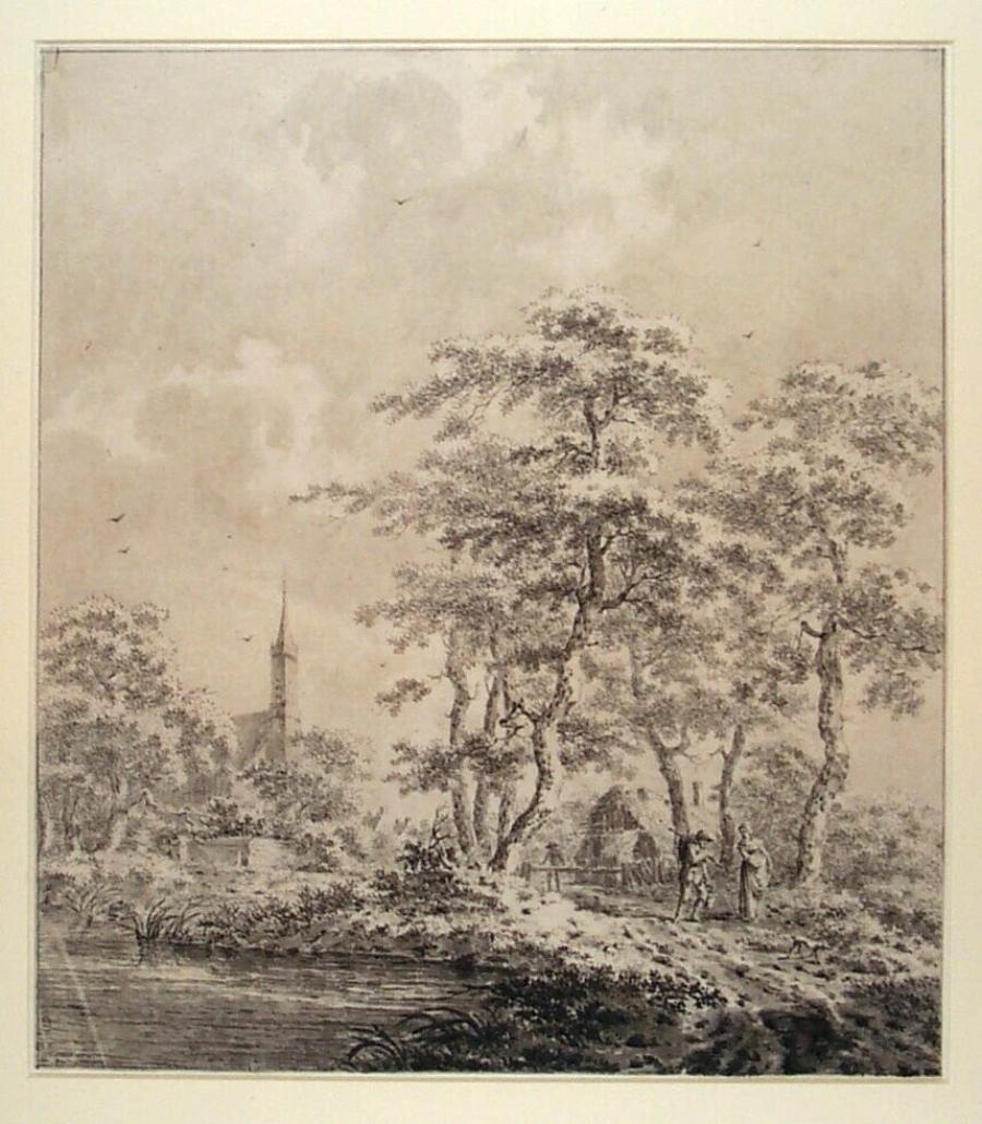 Landscape with Travellers on a Path under Tall Trees