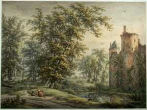 boslandschap-met-het-kasteel-de-haar-in-het-dorp-haarzuilens-bij-utrecht