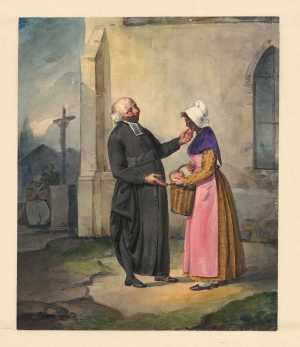 a-priest-and-a-girl-in-front-of-a-church