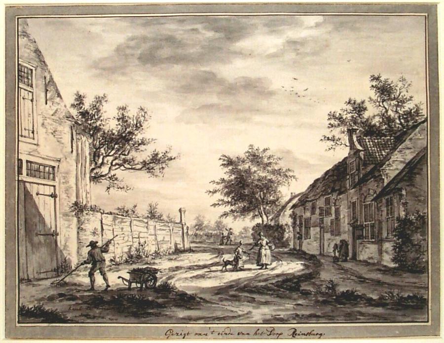 Gezicht in het dorp Rijnsburg (provincie Zuid-Holland)