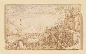 landschap-met-een-brug-bij-een-zonsopkomst-of-zonsondergang