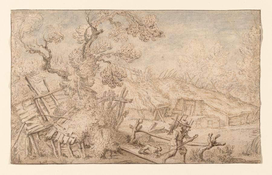 Boerenhoeve tussen bomen