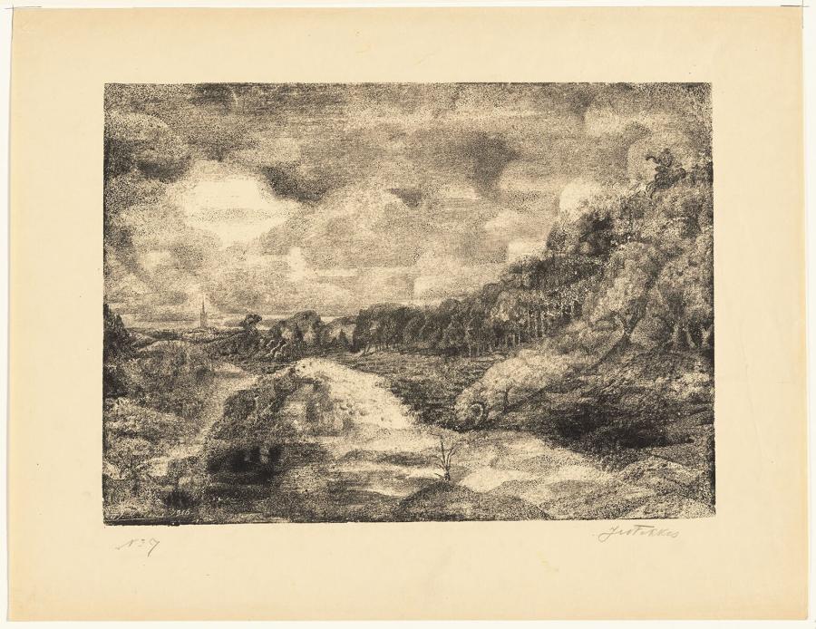 Landscape with Trees and a Church Tower on the Horizon