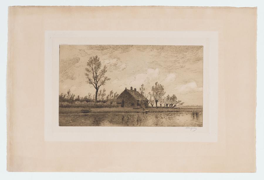 Landschap met huis aan de oever van het Kagermeer