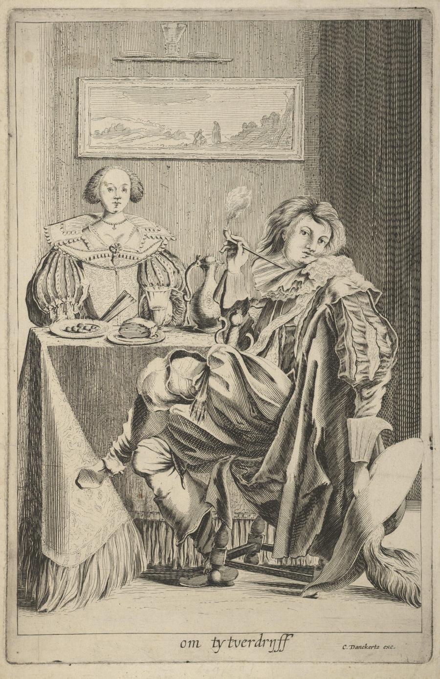 Young Dandy and Lady Seated at a Table