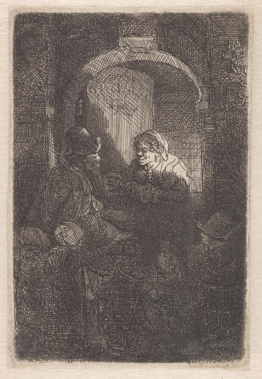 A Hurdy-Gurdy Player Followed by Children at the Door of a House ('The Schoolmaster')