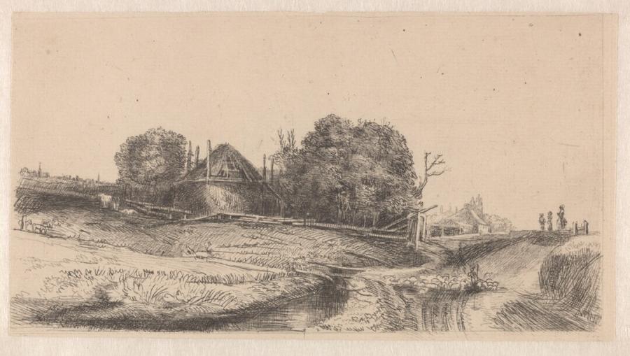 Cottages and a Hay Barn on the Diemerdijk with a Flock of Sheep