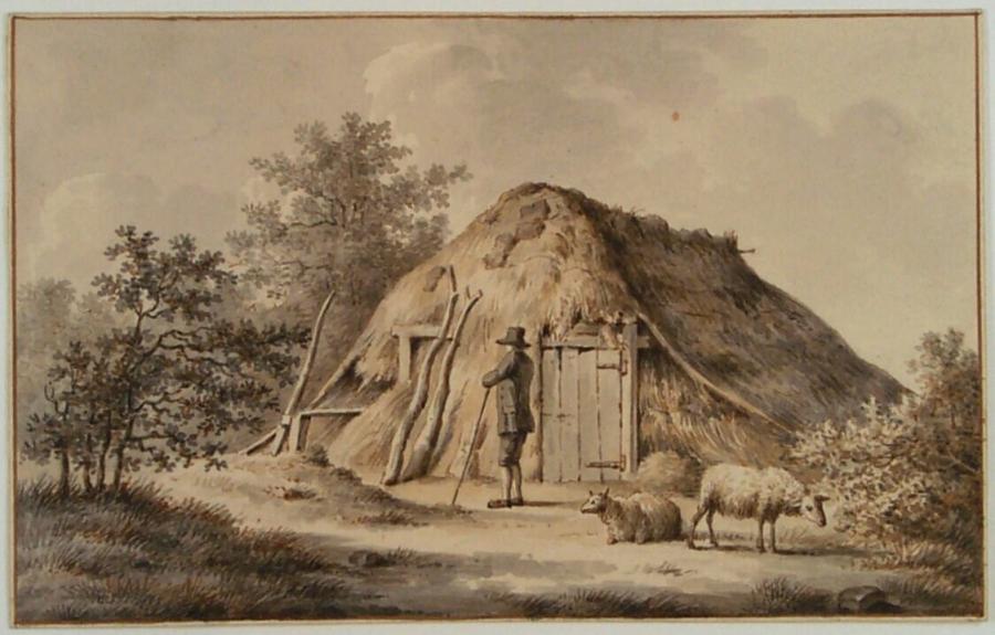 Shepherd With Two Sheep