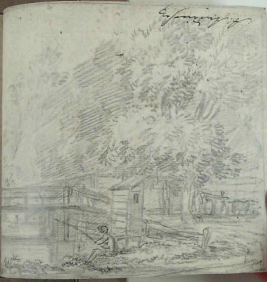 Landscape with Man Fishing