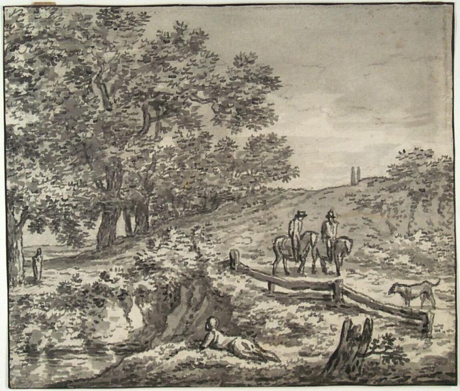Dunes Landscape with Two Horsemen on a Country Road