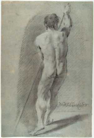 standing-male-nude-with-stick-seen-from-the-back
