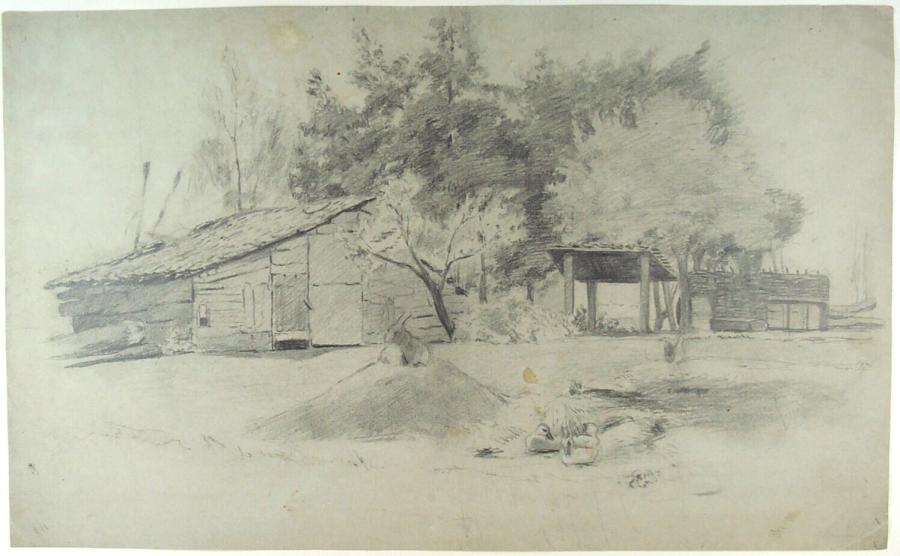 Farmyard with a Farmhouse
