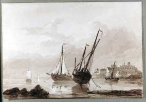 partly-washed-up-sailboats-at-a-fortress-by-the-sea