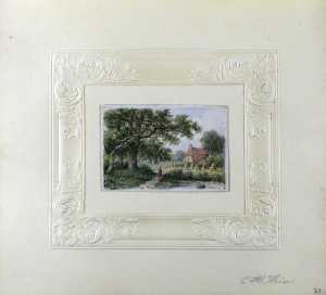 avant-midi-dans-l-ete-forest-landscape-with-woman-on-a-path-in-a-field-with-wheat-sheaves-behind-a-farm