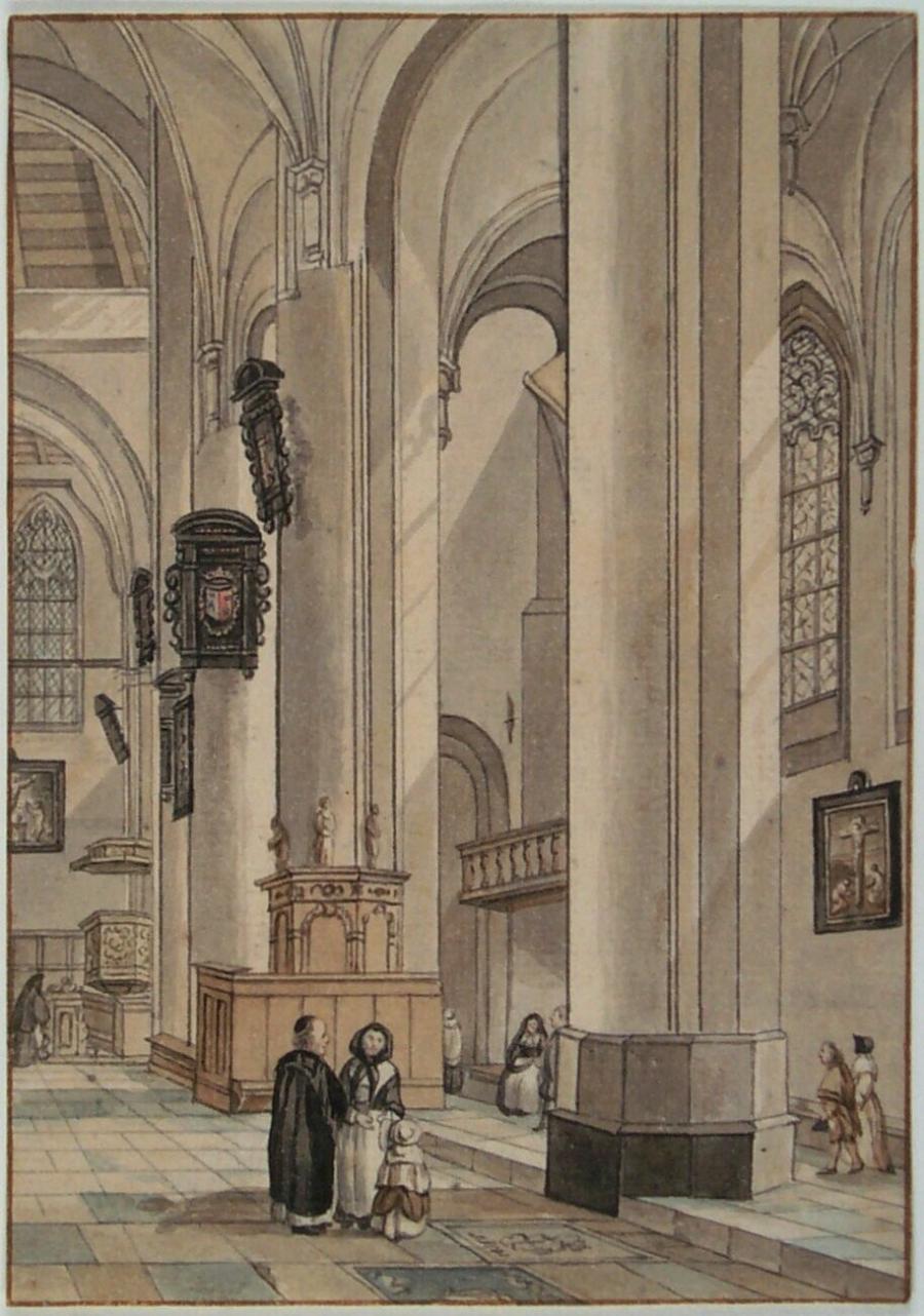 Church Interior With Figures