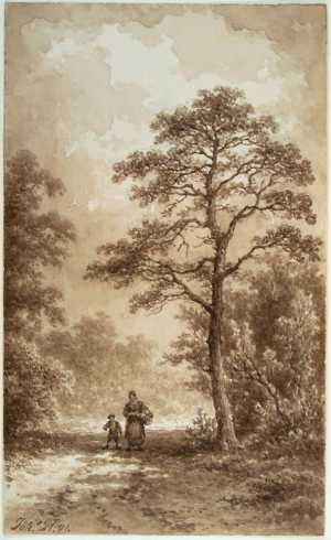 vrouw-en-kind-wandelend-over-bospad