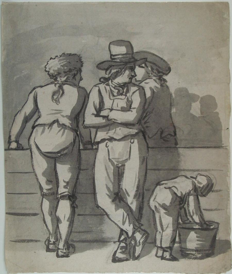 Three men and a Child Standing near a Fence