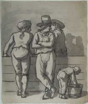 three-men-and-a-child-standing-near-a-fence