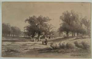 boslandschap-met-twee-figuren-op-een-landweg-bij-een-boerenwoning