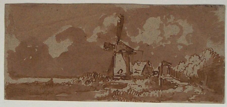 Polderlandschap met windmolen